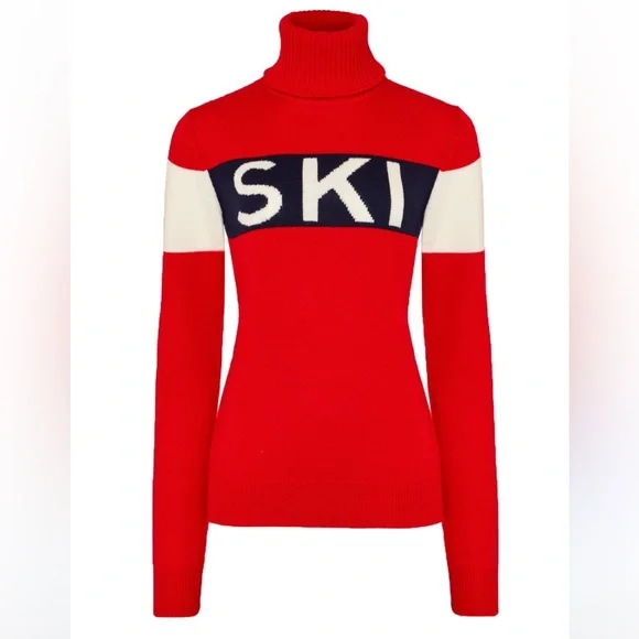 Perfect Moment Ski Marina wool turtleneck Red color block size M - Picture 8 of 9